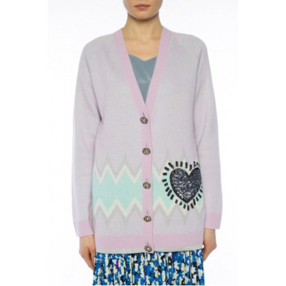 COACH x Keith Haring Limited Edition Purple Wool Cashmere Knit Cardigan Sweater - Picture 1 of 12